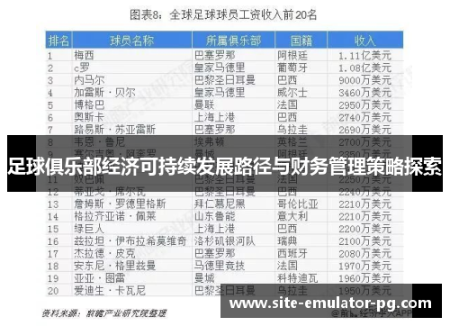 足球俱乐部经济可持续发展路径与财务管理策略探索