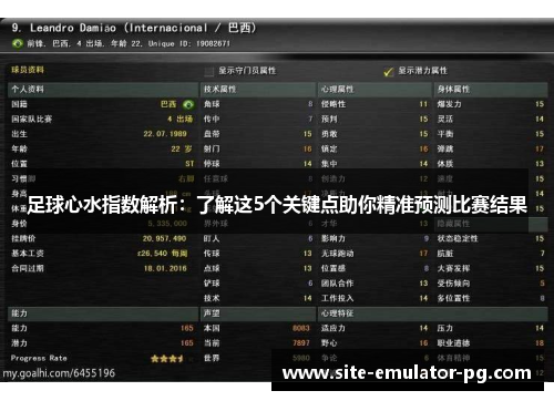 足球心水指数解析:了解这5个关键点助你精准预测比赛结果 足球心水指数解析:了解这5个关键点助你精准预测比赛结果